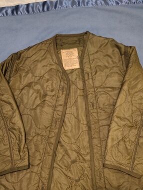 Olive Green Quilted Liner Jacket. Military Vintage